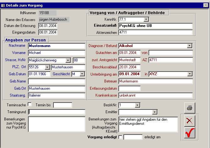 Darstellung der Erfassung in PsychKG